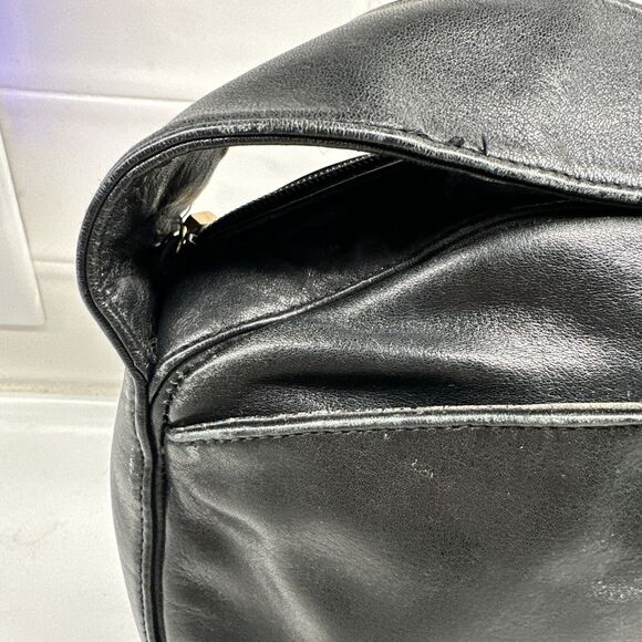 Women's PERLINA New York Black Leather Handbag Purse - Picture 4 of 16